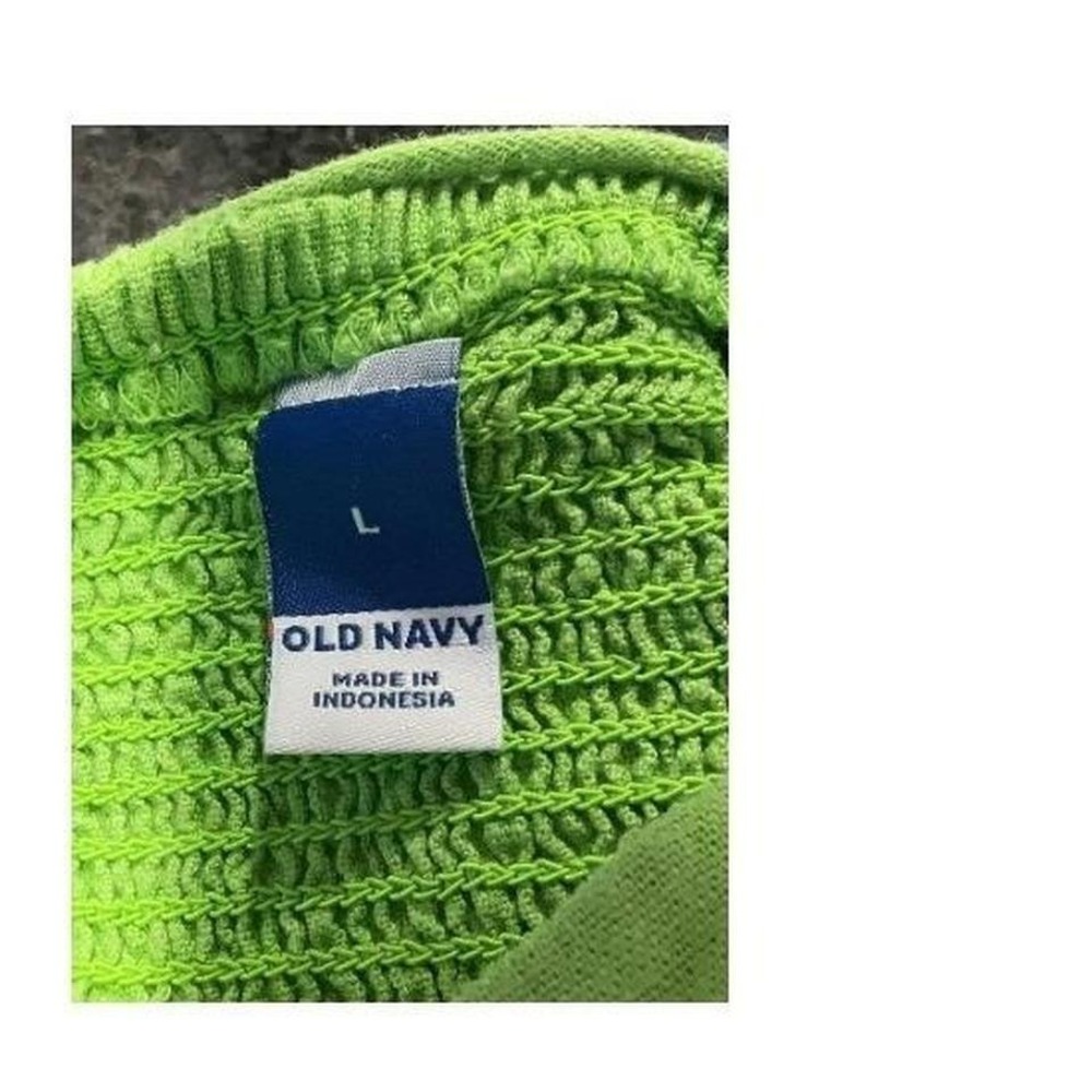 Old Navy Green Smocked Linen Blend Square Neck Tie Shoulder Mini Dress Women L - Picture 4 of 8